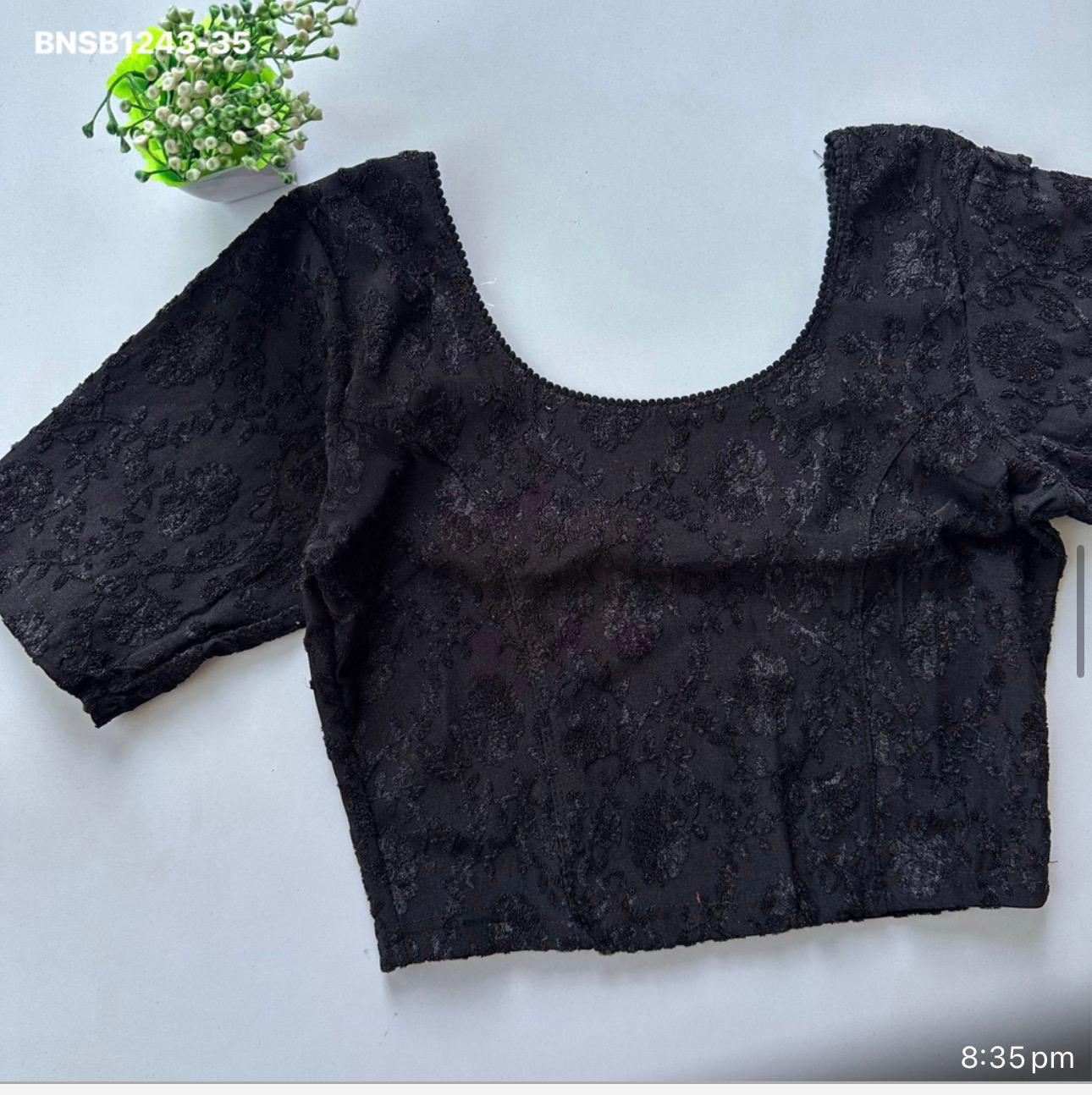 Polyester Stretchable Blouse-Black